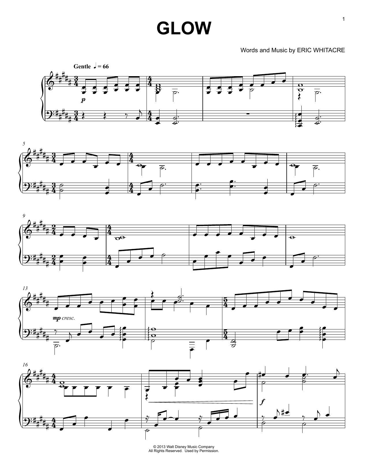 Produktgalerie: Seite 1 von 1 Glow, Eric Whitacre, Klavier