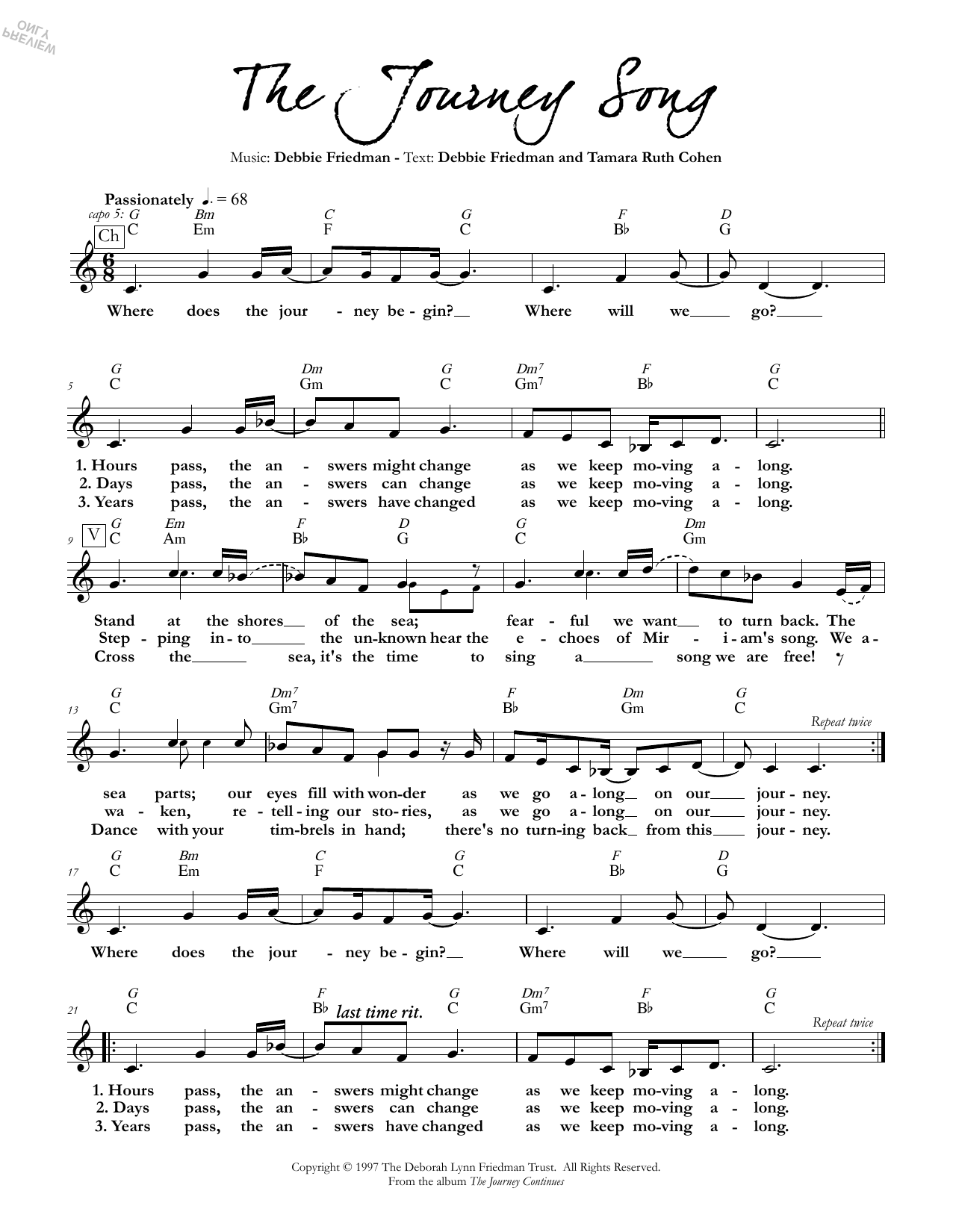 Product gallery: Page 1 of 1 The Journey Song, Debbie Friedman & Tamara Ruth Cohen