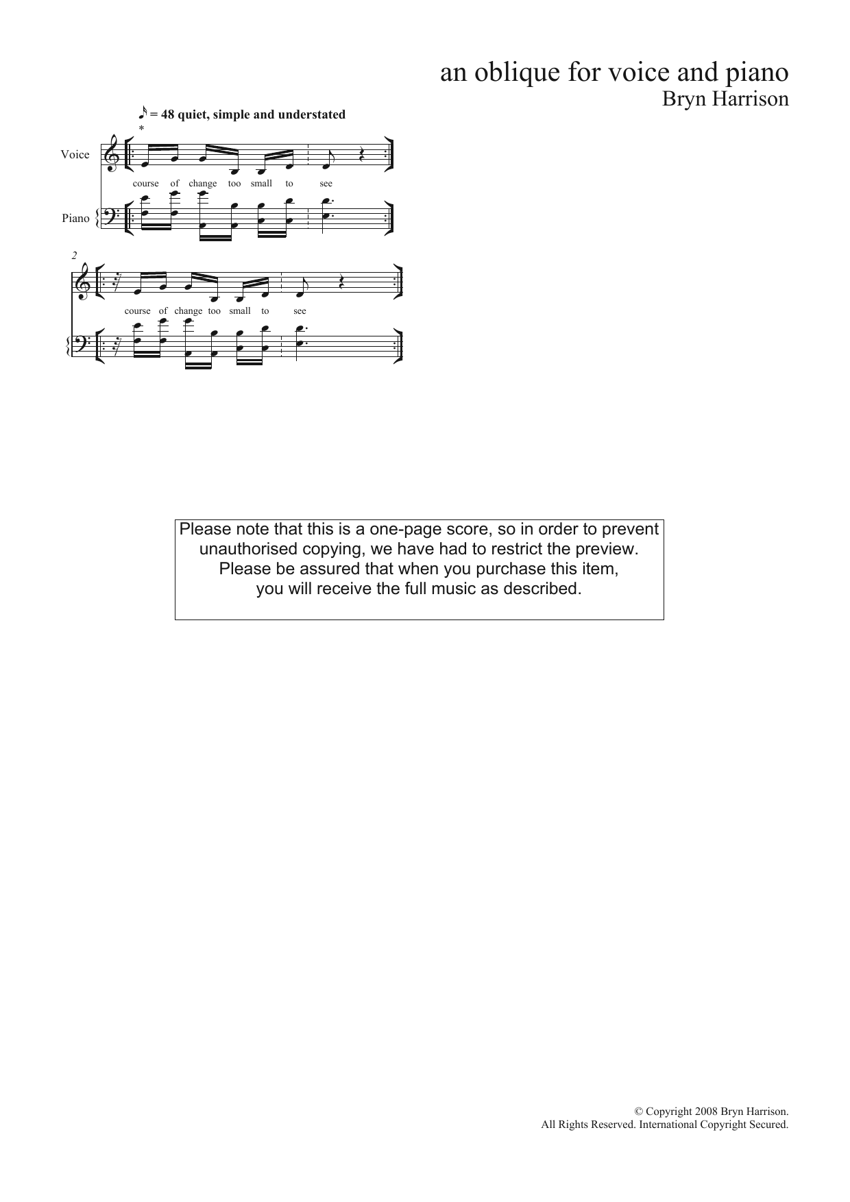 Produktbild zu: An Oblique (for mezzo-soprano and piano)