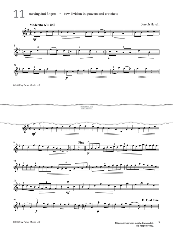 Produktgalerie: Seite 1 von 1 Study No.11 Moderato (from '80 Graded Studies For Violin Book One'), Joseph Haydn, Violine