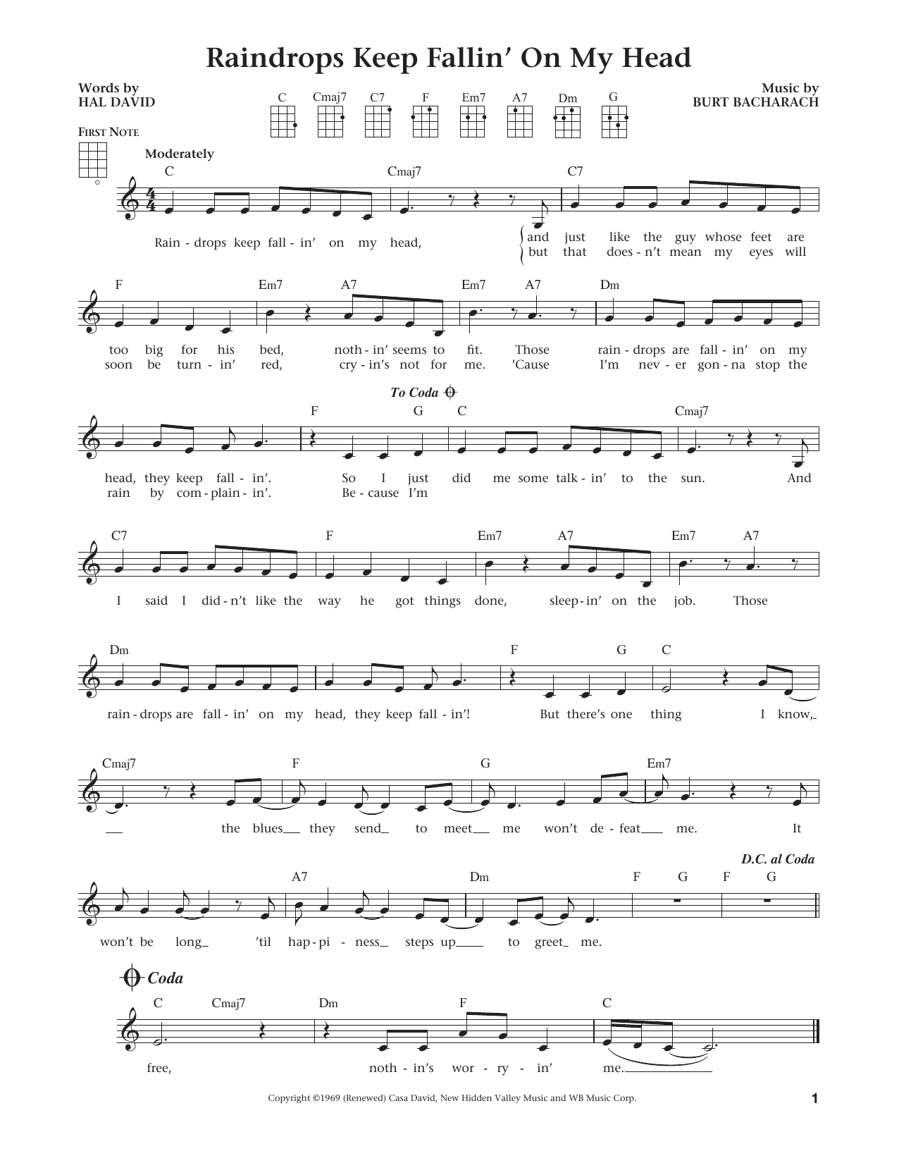 Product gallery: Page 1 of 1 Raindrops Keep Fallin' On My Head (from The Daily Ukulele) (arr. Liz and Jim Beloff), Burt Bacharach