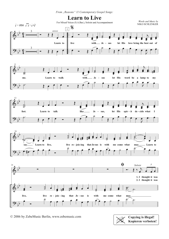 gallery: Learn To Live, , Gemischter Chor SAB und Klavier