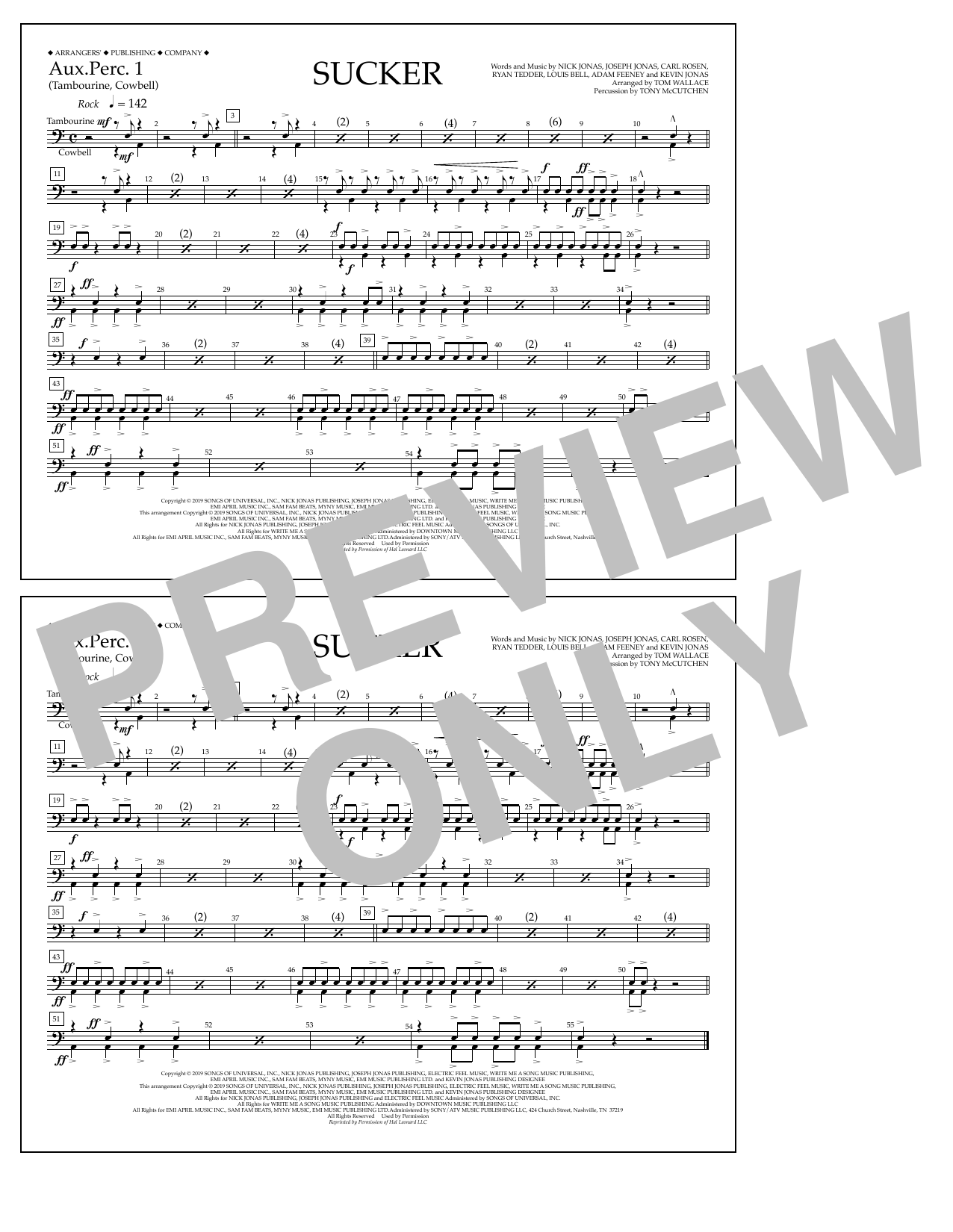 Product picture to: Sucker (arr. Tom Wallace) - Aux. Perc. 1