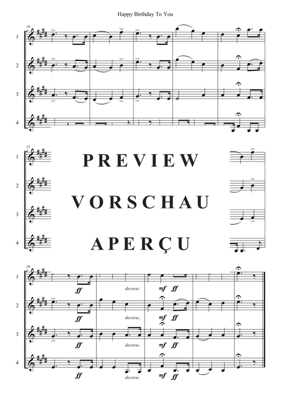 Produktgalerie: Seite 3 von 3 Happy Birthday To You , , (Violinenquartett)