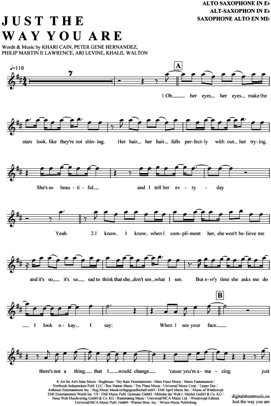 Product gallery: Page 1 of 4 Just the way you are , Mars, Bruno, Alto Saxophone