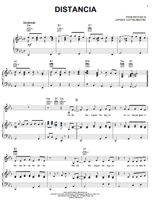 Produktgalerie: Seite 1 von 1 Distancia, Jorge E. Cottes Benitez, Gesang, Gitarre, Klavier