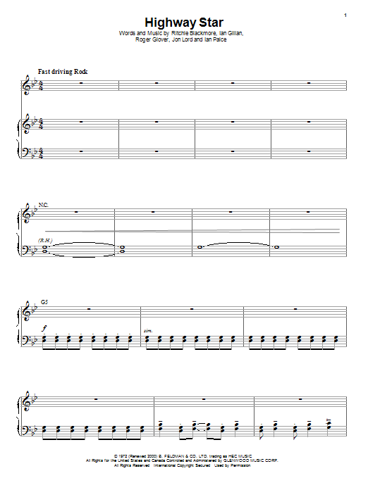 Produktgalerie: Seite 1 von 1 Highway Star, Deep Purple, Gesang, Klavier