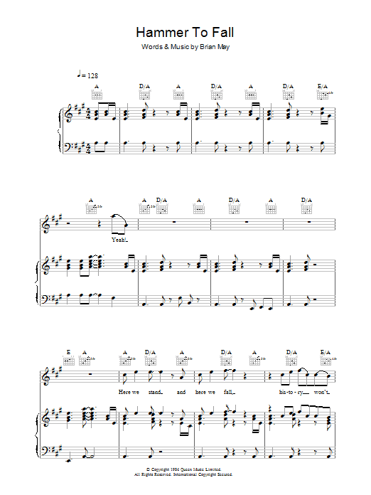 Produktgalerie: Seite 1 von 1 Hammer To Fall, Queen, Gesang, Gitarre, Klavier