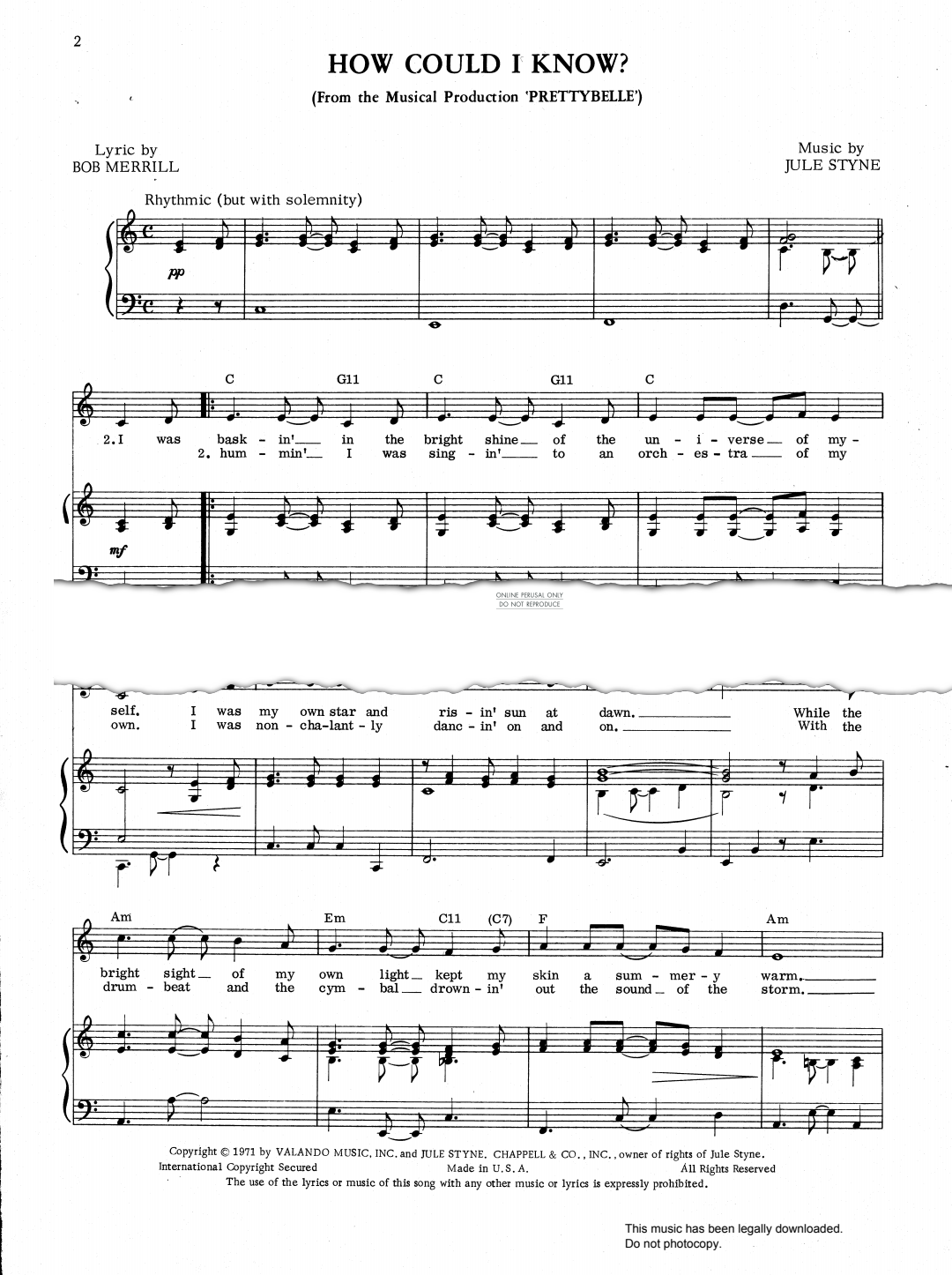 gallery: How Could I Know? (from 'Prettybelle'), Jule Styne