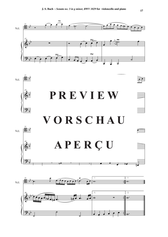 Product gallery: Page 18 of 21 Viola da Gamba Sonata Nr. 3, BWV 1029 , , (Cello + Klavier)