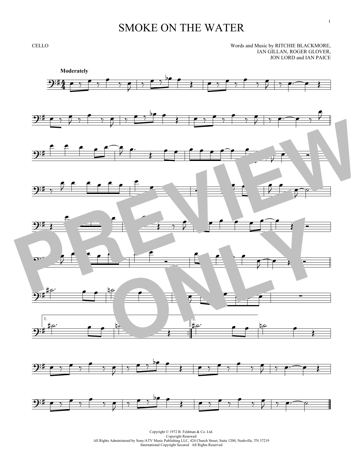 Produktgalerie: Seite 1 von 1 Smoke On The Water, Deep Purple, Violoncello