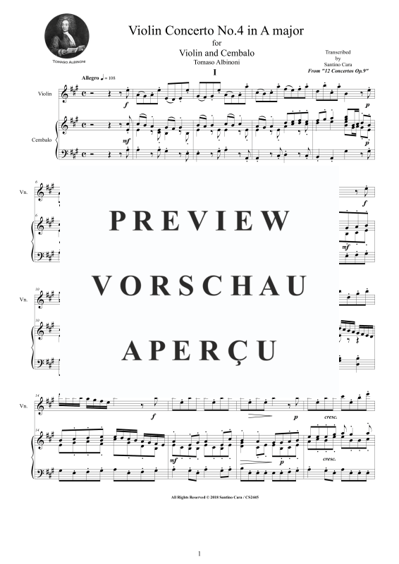 Produktgalerie: Seite 2 von 11 Violin Concerto No.4 in A-Dur Op.9, , Violine und Cembalo