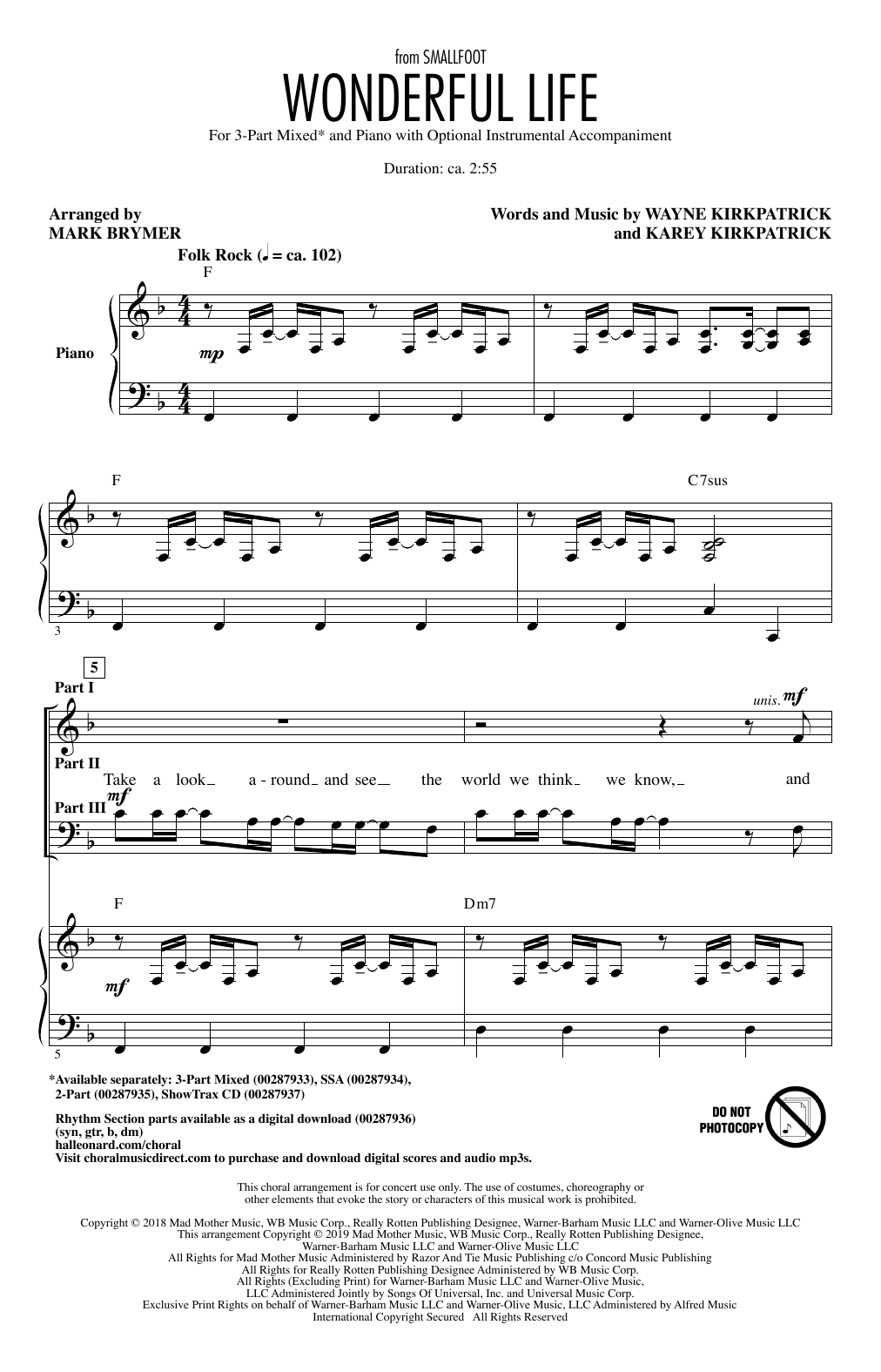 Produktbild zu: Wonderful Life (from Smallfoot) (arr. Mark Brymer)