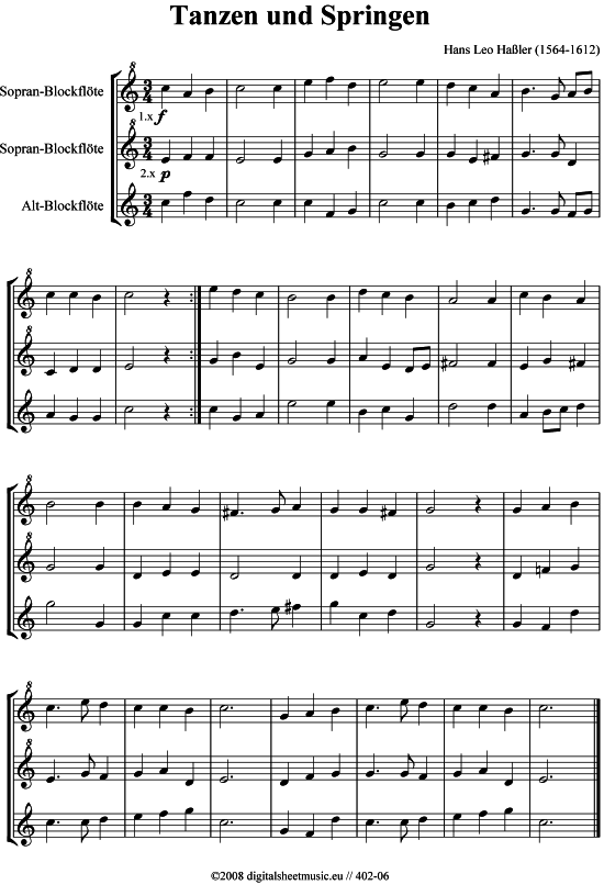 Product picture to: Tanzen und Springen - 3 BFLH. L. Hassler (1564-1612)