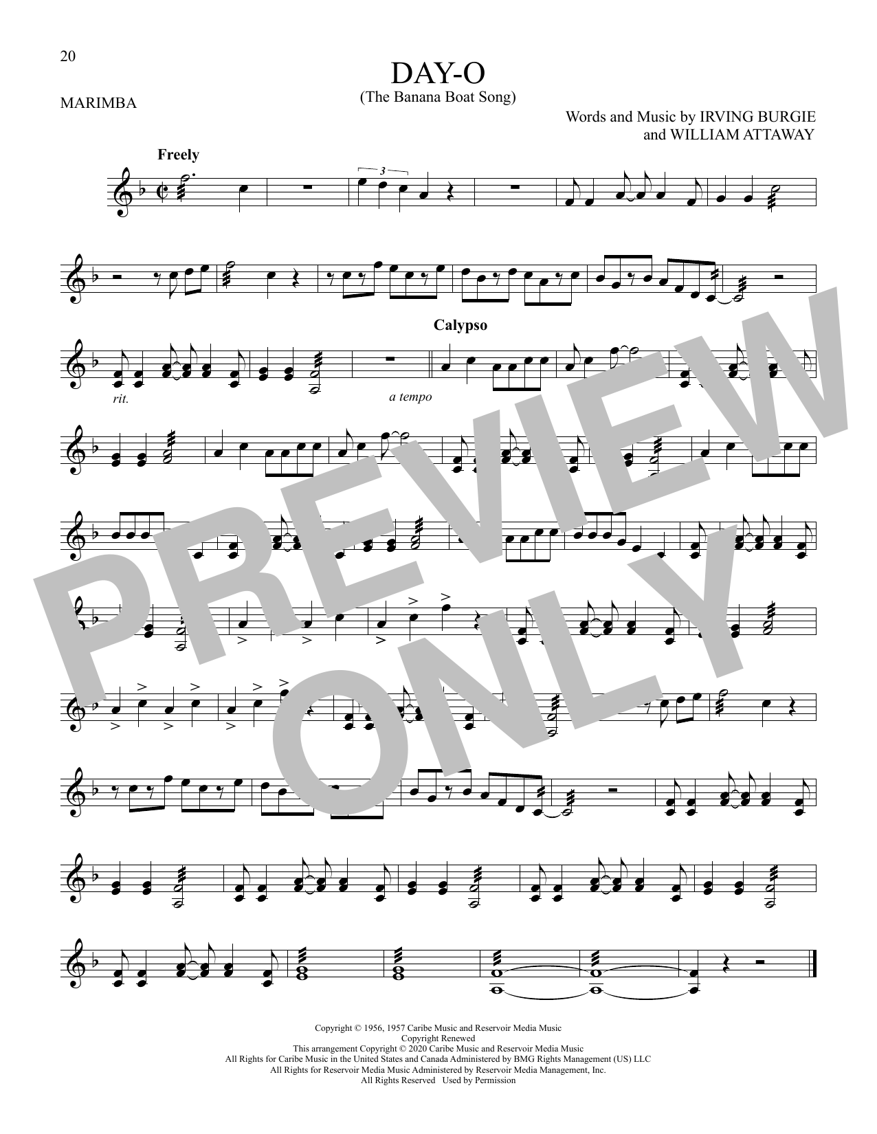 Produktgalerie: Seite 1 von 1 Day-O (The Banana Boat Song), Harry Belafonte, Marimba