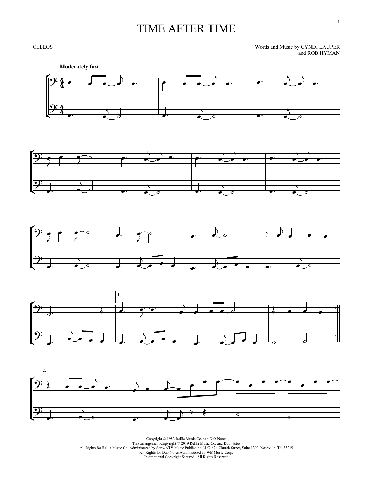 Produktgalerie: Seite 1 von 1 Time After Time, Cyndi Lauper, Violoncello