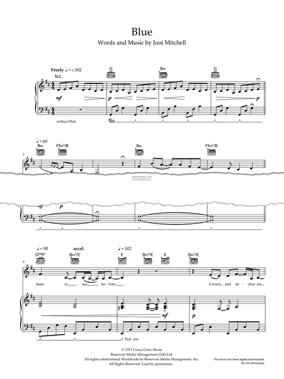 Produktgalerie: Seite 1 von 1 Blue, Joni Mitchell, Gesang, Gitarre, Klavier