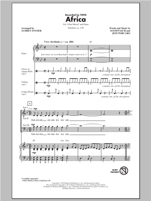 Product picture to: Africa (arr. Audrey Snyder)