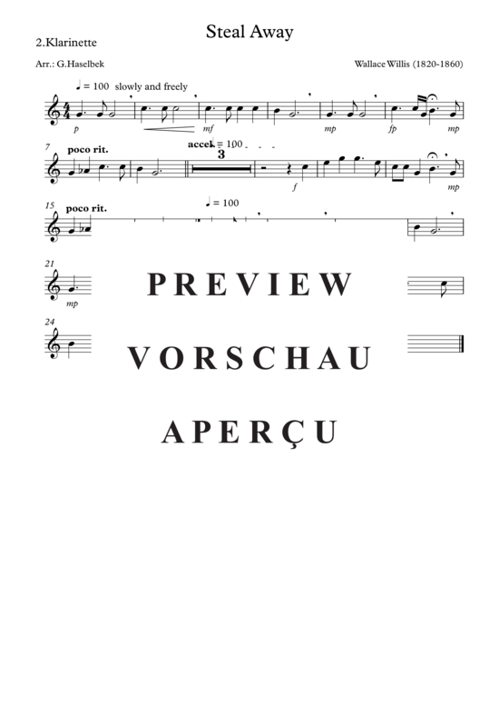 Product gallery: Page 5 of 6 Steal Away , , (Clarinet Trio)