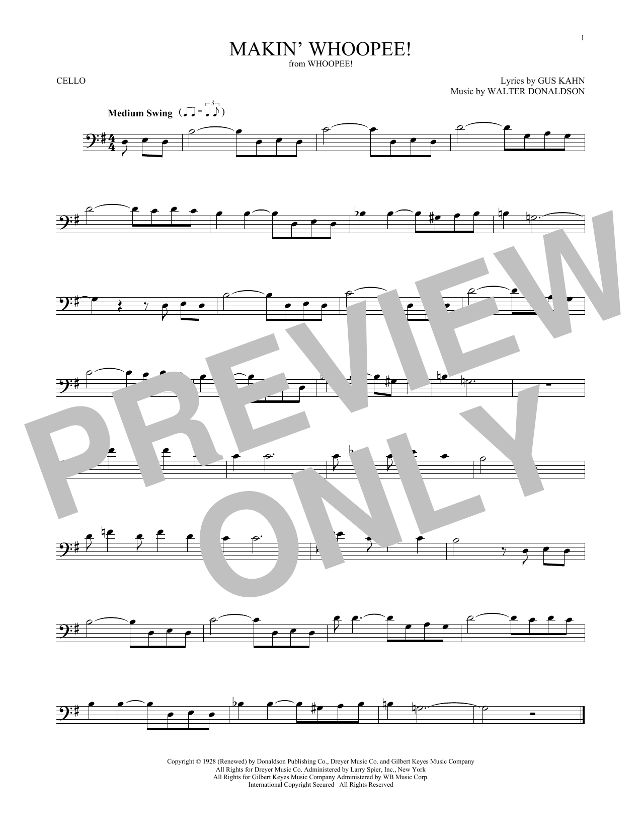 Produktgalerie: Seite 1 von 1 Makin' Whoopee!, Walter Donaldson, Violoncello