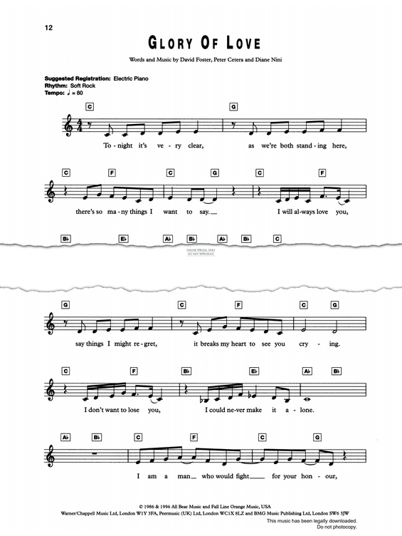 Produktgalerie: Seite 1 von 1 The Glory of Love, Peter Cetera, Gesang, Keyboard