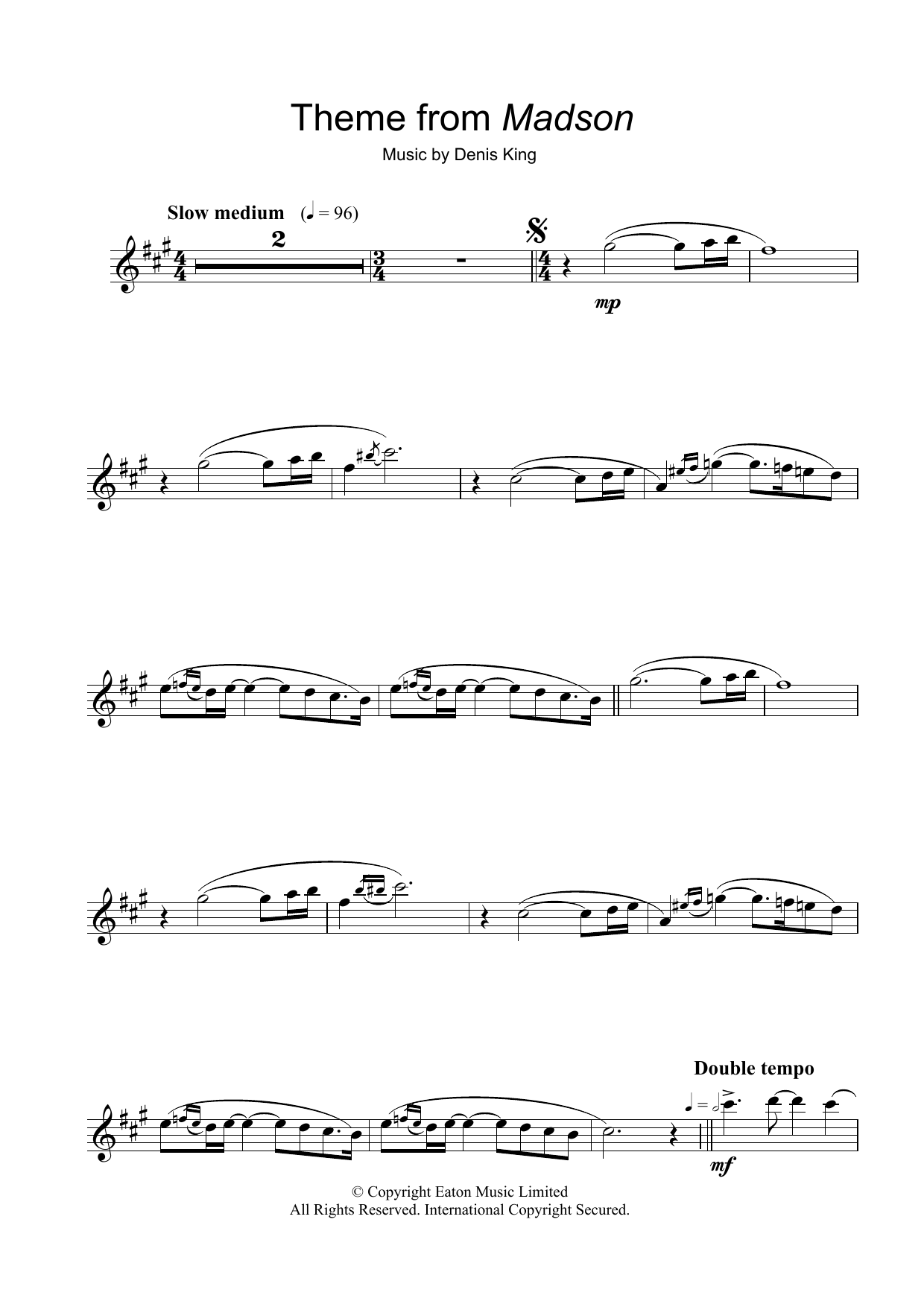 Produktgalerie: Seite 1 von 1 Theme from Madson, Denis King, Saxophon