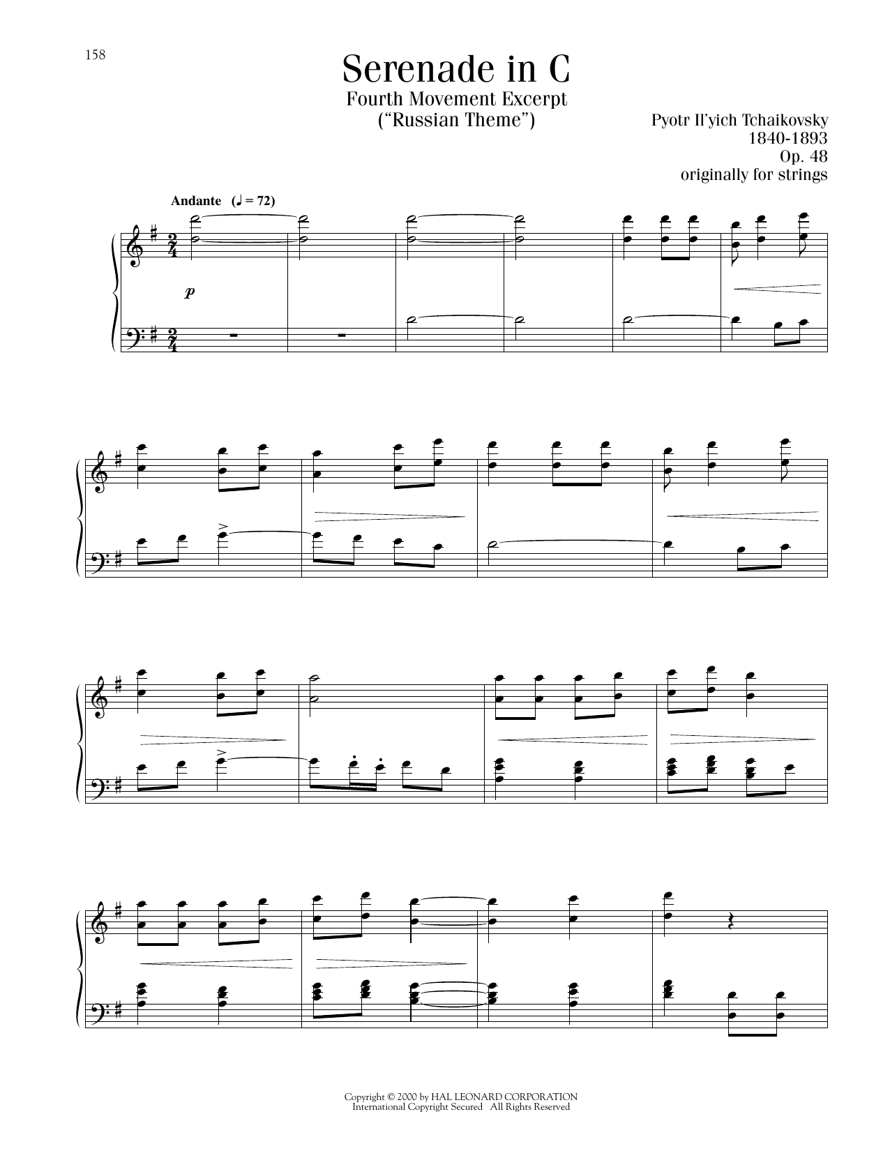 Produktbild zu: Serenade In C, Op. 48, Fourth Movement ("Russian Theme") Excerpt