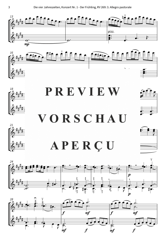 Produktgalerie: Seite 5 von 9 Die vier Jahreszeiten, Konzert Nr. 1 - Der Frühling - 3. Allegro pastorale, The Twiolins, (Geige)