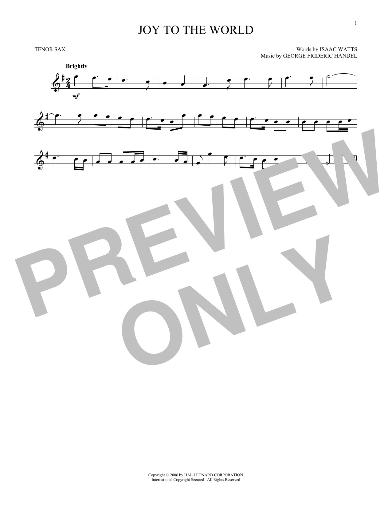 Product gallery: Page 1 of 1 Joy To The World, George Frideric Handel