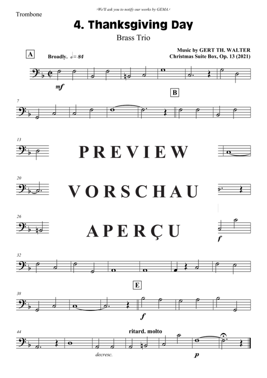 gallery: Thanksgiving Day , , (Blechbläser Trio - 2x Trompete in B + Posaune)