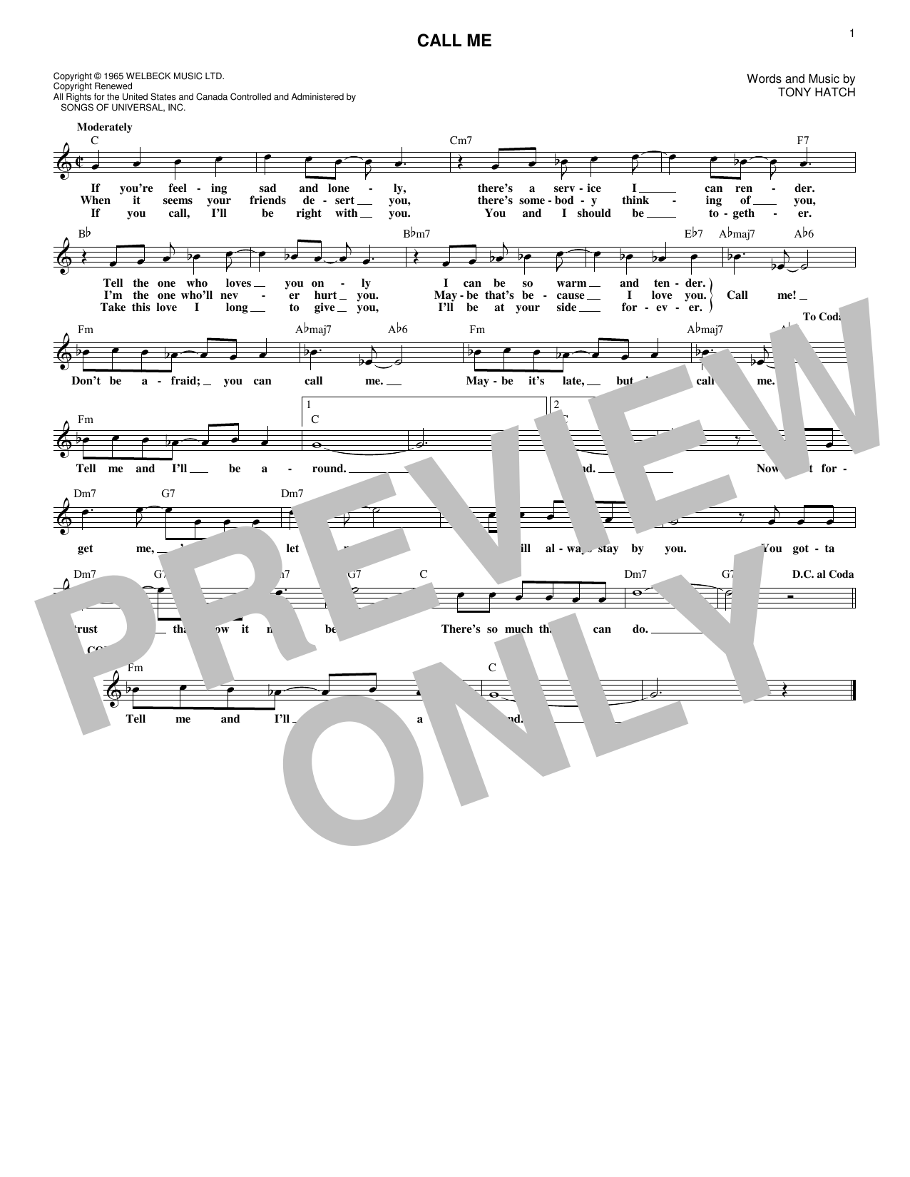 Product gallery: Page 1 of 1 Call Me, Tony Hatch