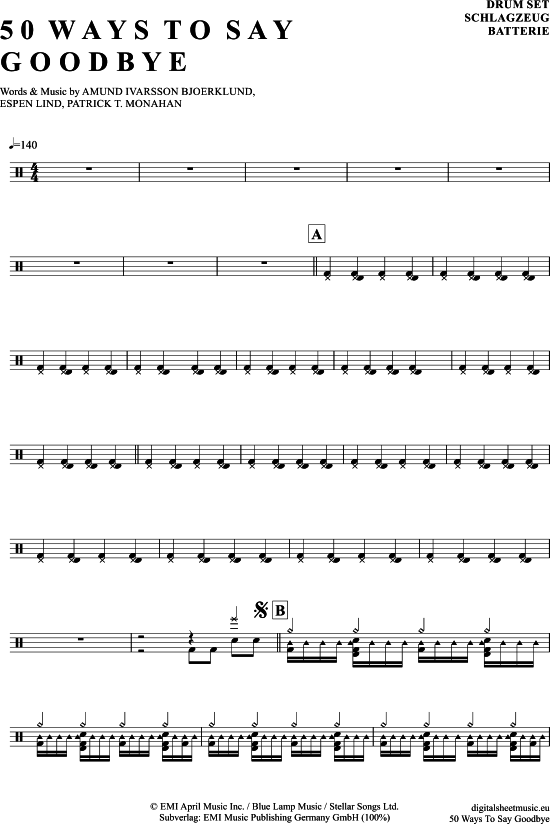 gallery: 50 Ways To Say Goodbye , Train, (Drums)