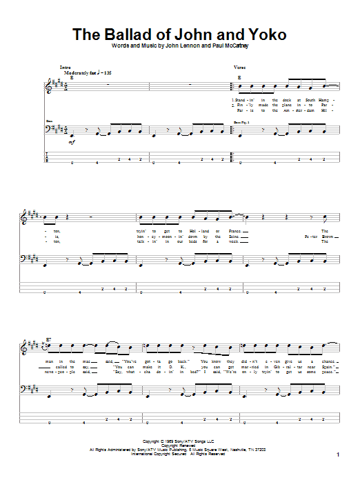 Produktgalerie: Seite 1 von 1 The Ballad Of John And Yoko, The Beatles, E-Bass