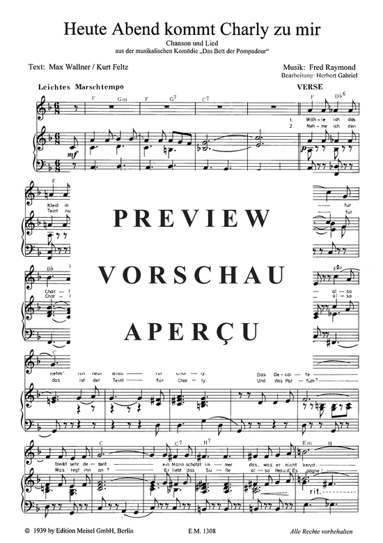 Produktgalerie: Seite 3 von 3 Heute Abend kommt Charly zu mir, , Klavier und Gesang