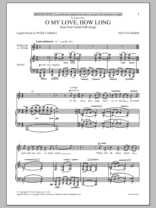 Produktbild zu: O My Love, How Long (from Four Greek Folk Songs)