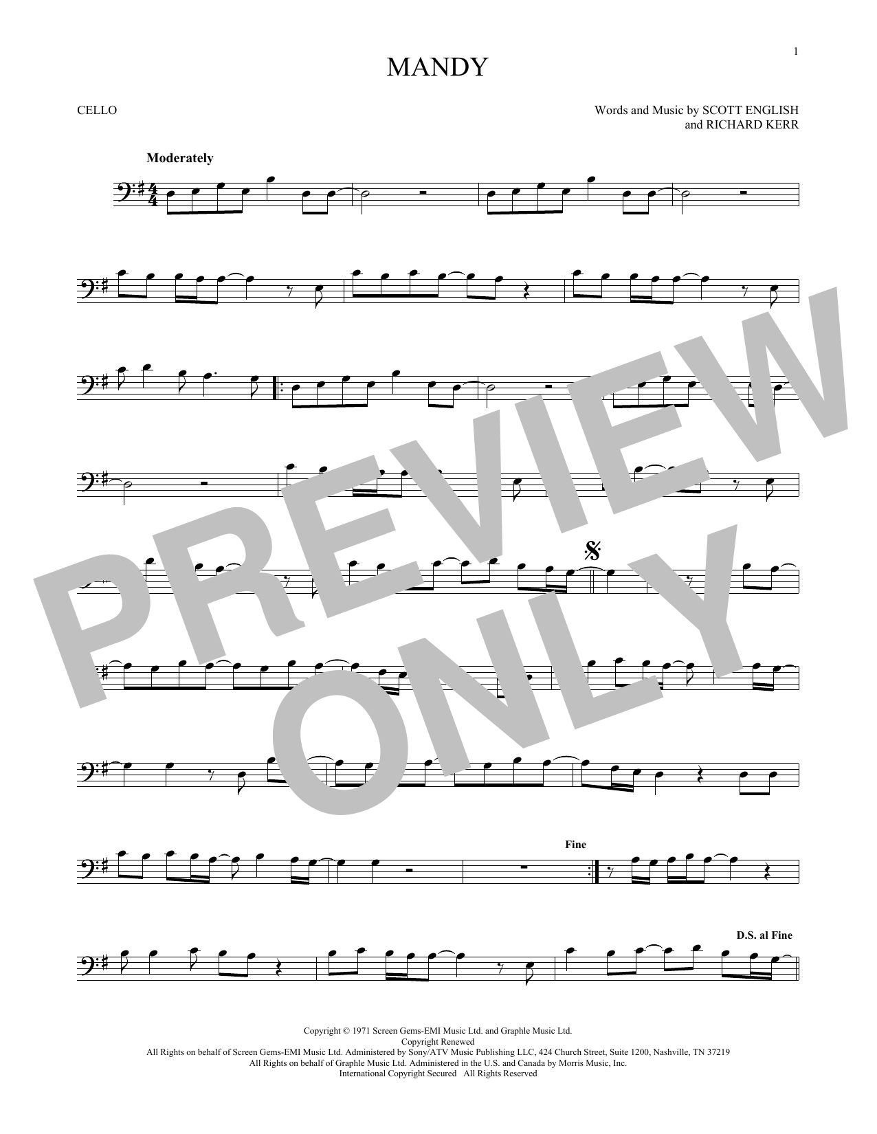Produktgalerie: Seite 1 von 1 Mandy, Barry Manilow, Violoncello