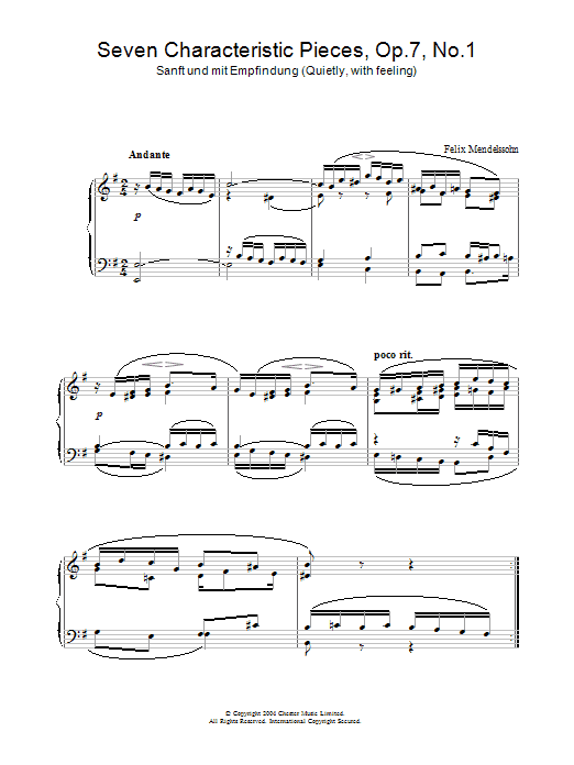 Product gallery: Page 1 of 1 Seven Characteristic Pieces, Op.7, No.1, Felix Mendelssohn