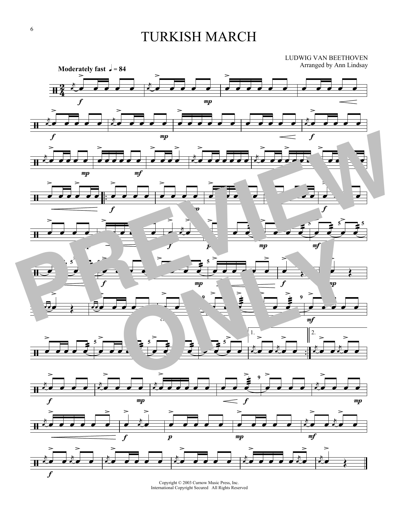 Product gallery: Page 1 of 1 Turkish March (arr. Ann Lindsay), Ludwig Van Beethoven