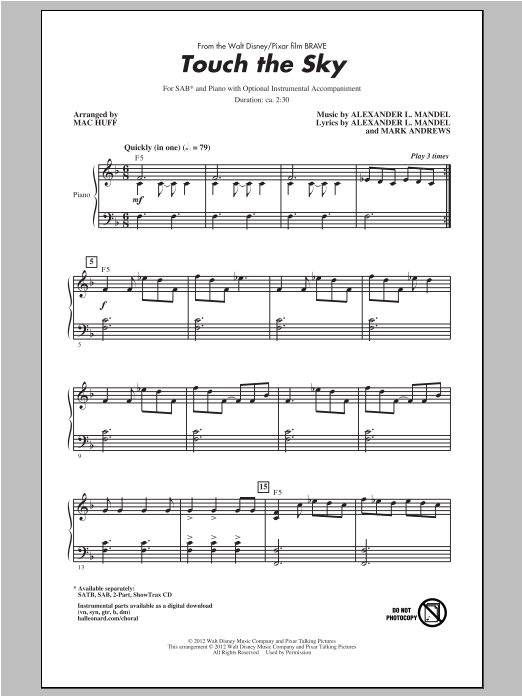 Product picture to: Touch The Sky (From Brave) (arr. Mac Huff)