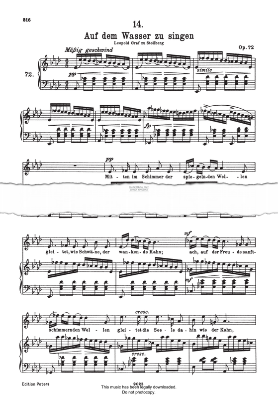Product picture to: Auf dem Wasser zu singen Op.72 D774