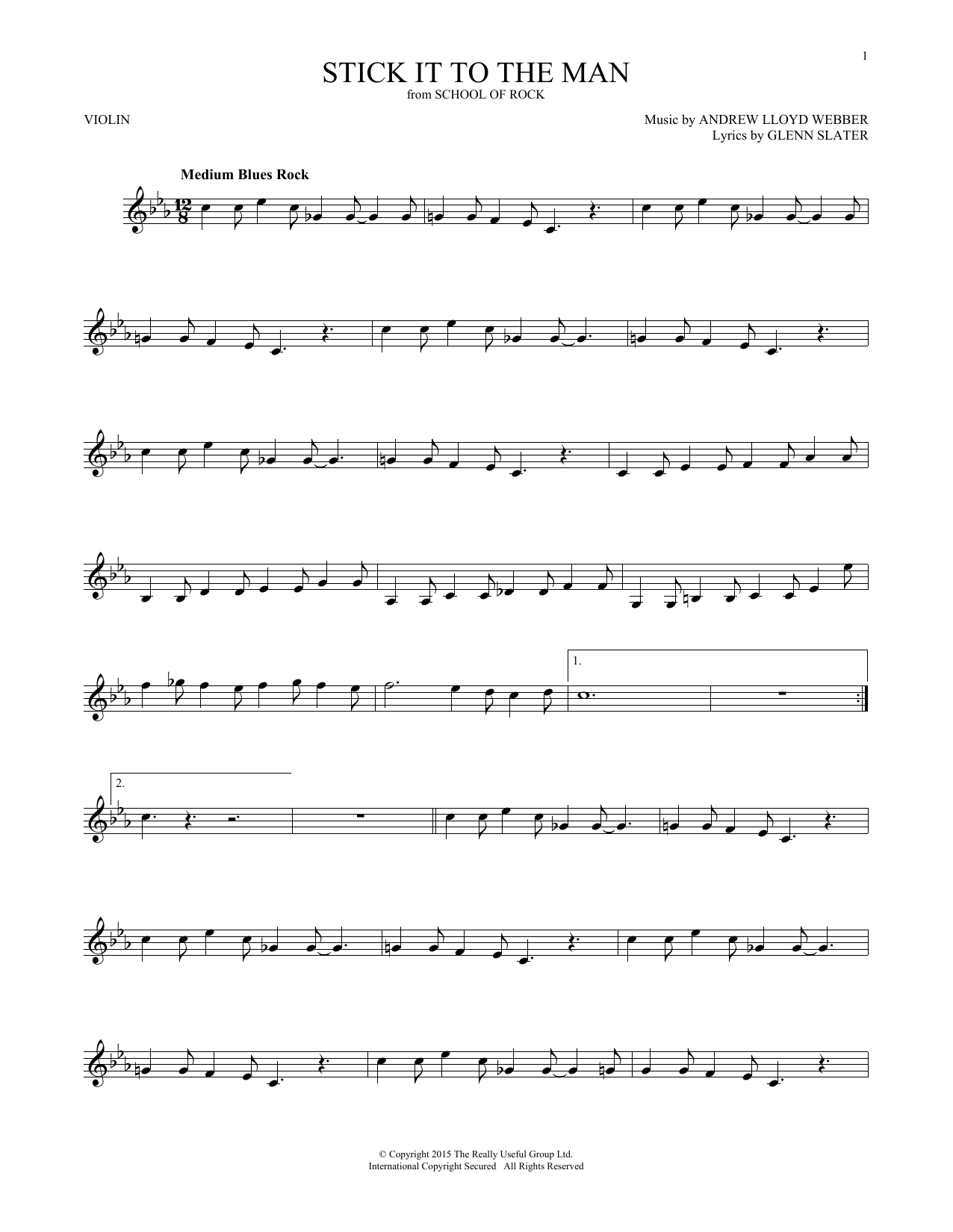 Product gallery: Page 1 of 1 Stick It To The Man (from School of Rock: The Musical), Andrew Lloyd Webber