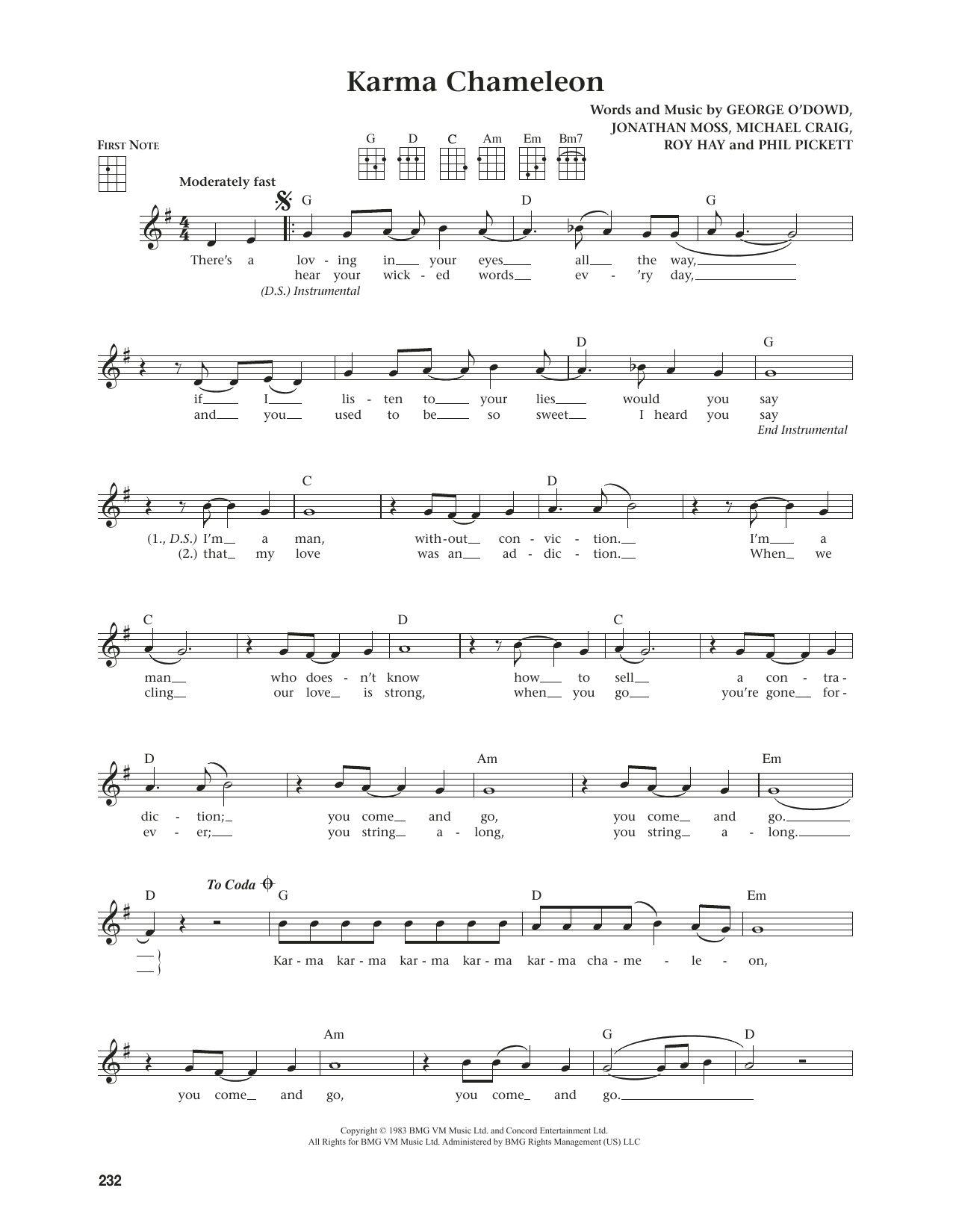 Produktgalerie: Seite 1 von 1 Karma Chameleon (from The Daily Ukulele) (arr. Jim Beloff), Culture Club, Ukulele