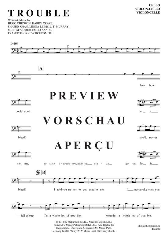 Produktgalerie: Seite 2 von 4 Trouble , Lewis, Leona, (Violon-Cello)