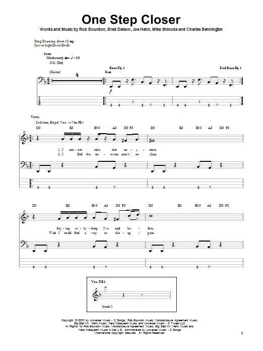 Produktgalerie: Seite 1 von 1 One Step Closer, Linkin Park, E-Bass