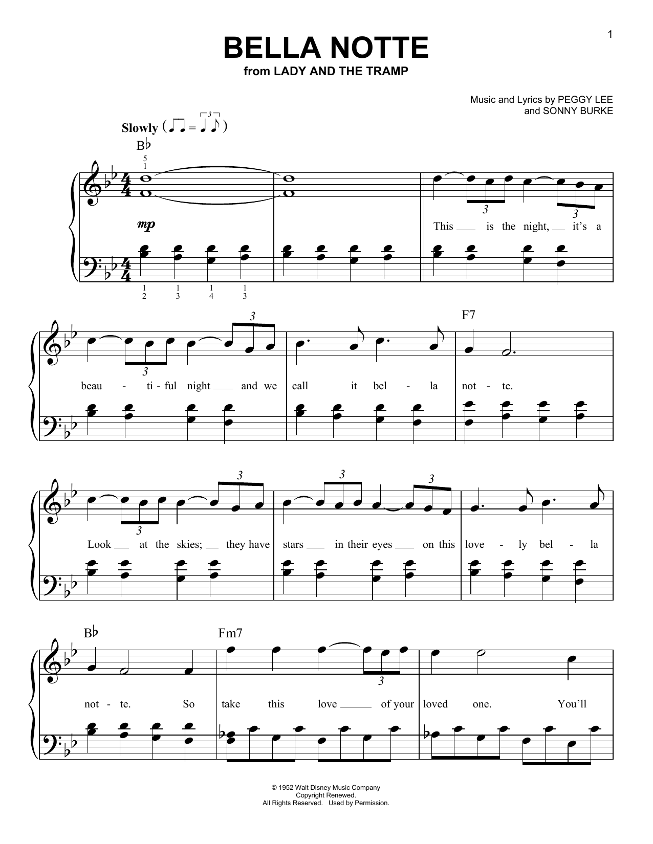 Produktbild zu: Bella Notte (This Is The Night) (from Lady And The Tramp)