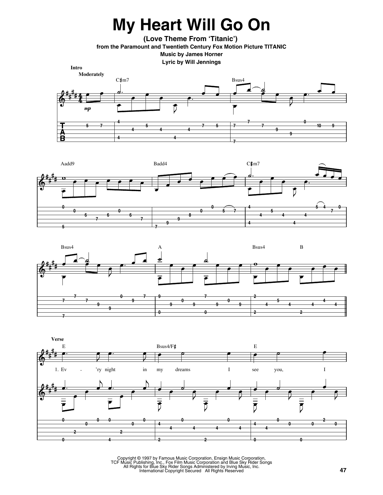 Produktgalerie: Seite 1 von 1 My Heart Will Go On (Love Theme from Titanic), Celine Dion, Gitarre