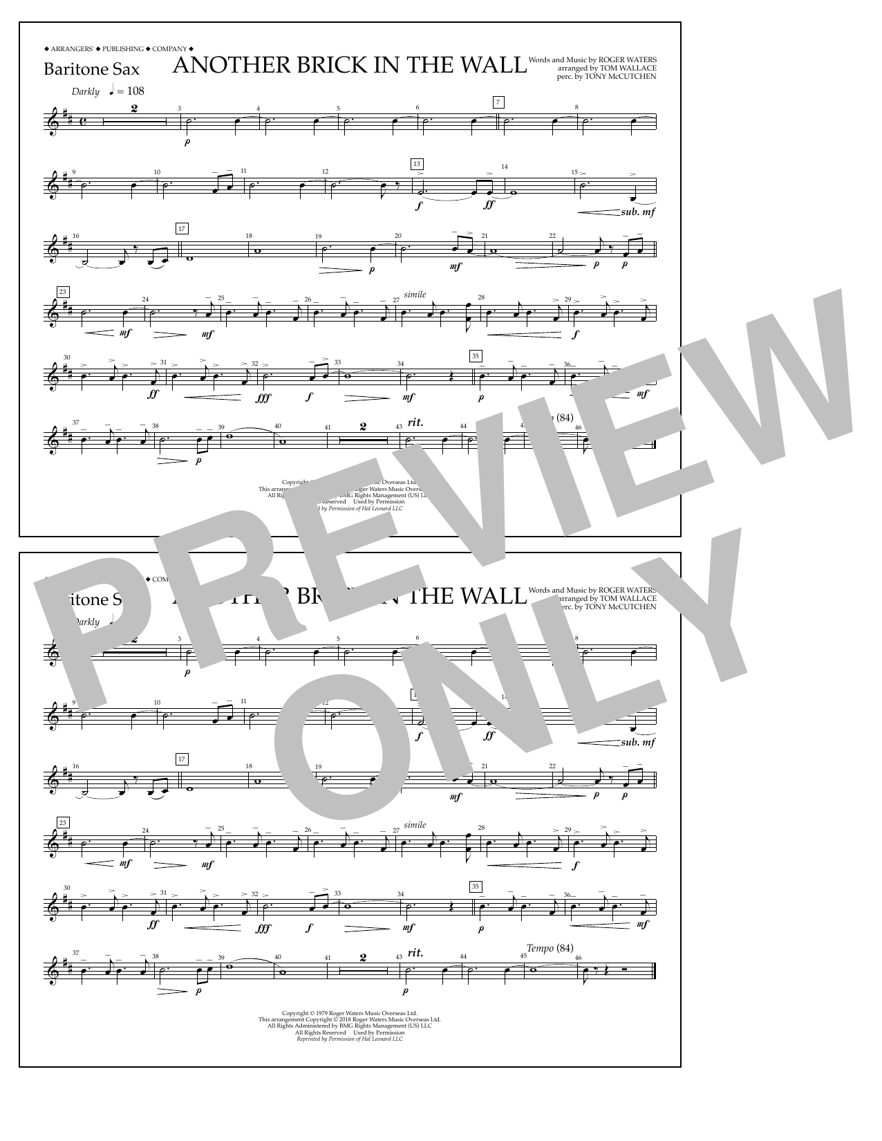 Produktbild zu: Another Brick in the Wall - Baritone Sax