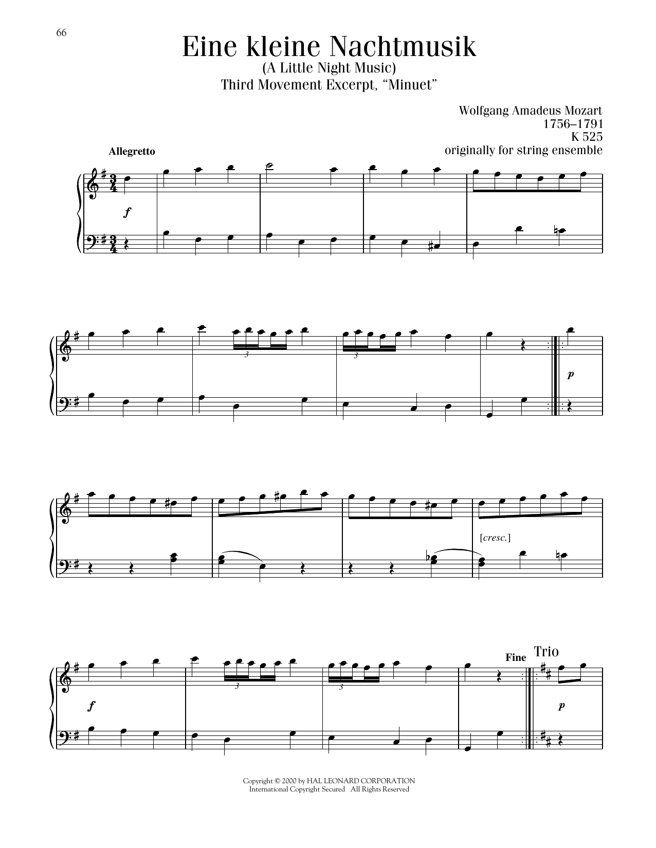 Product picture to: Eine Kleine Nachtmusik ("Menuetto"), Third Movement