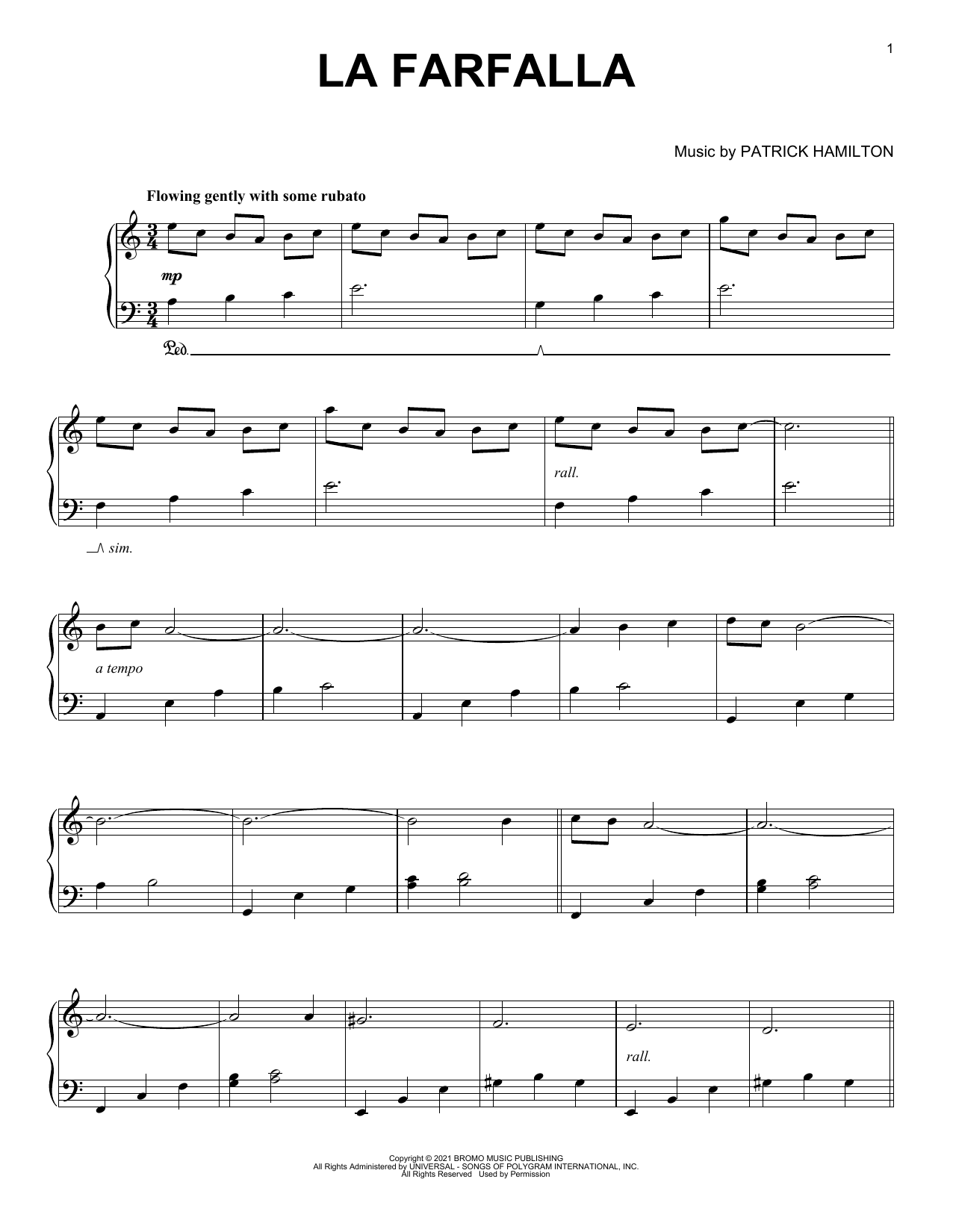 Produktgalerie: Seite 1 von 1 La Farfalla, Patrick Hamilton, Klavier