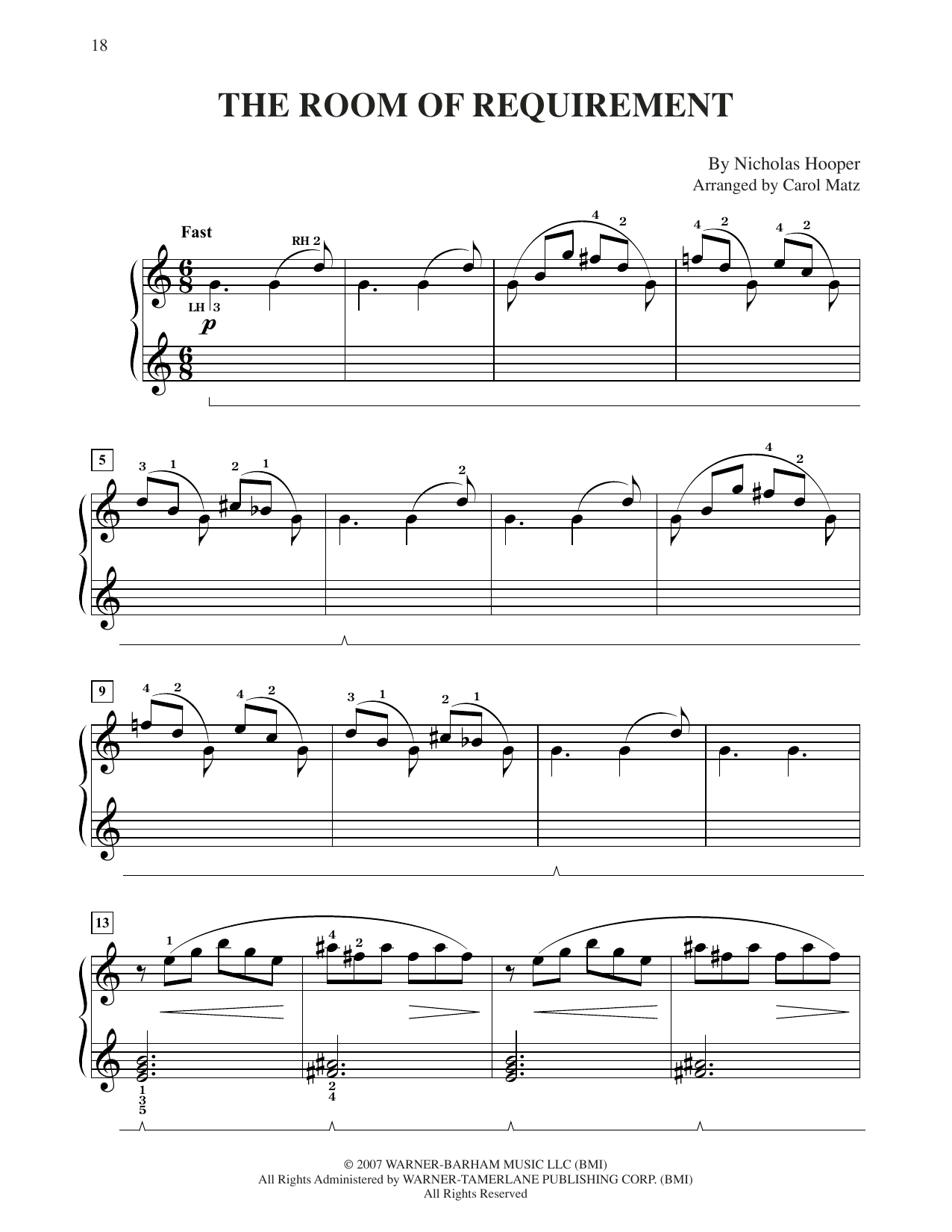 Product picture to: The Room Of Requirements (from Harry Potter) (arr. Carol Matz)